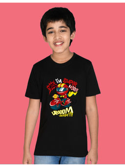 Nusyl - Boys Black Super Hero Printed T-Shirt