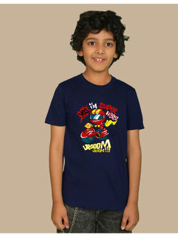 Nusyl - Boys Navy Blue Super Hero Printed T-Shirt