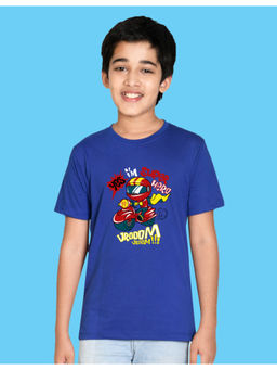 Nusyl - Boys Royal Blue Super Hero Printed T-Shirt