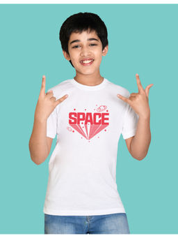 Nusyl - Boys White Space Printed T-Shirt