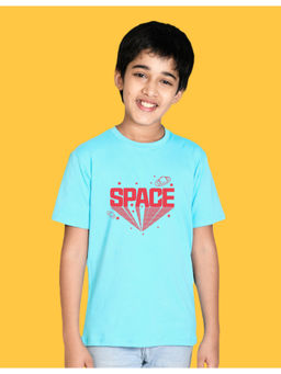 Nusyl - Boys Sky Blue Space Printed T-Shirt