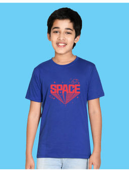 Nusyl - Boys Royal Blue Space Printed T-Shirt