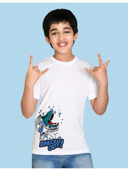 Nusyl - Boys White Dinosaur Printed T-Shirt