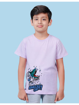 Nusyl - Boys Lavender Dinosaur Printed T-Shirt