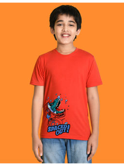 Nusyl - Boys Red Dinosaur Printed T-Shirt