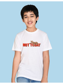 Nusyl - Boys White Not Today Printed T-Shirt