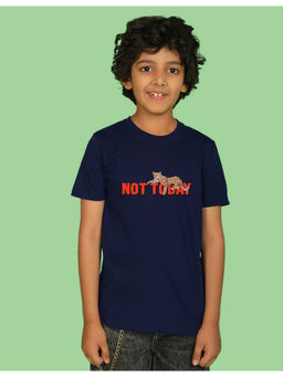 Nusyl - Boys Navy Blue Not Today Printed T-Shirt