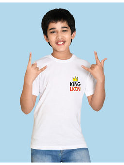 Nusyl - Boys White King Lion Printed T-Shirt
