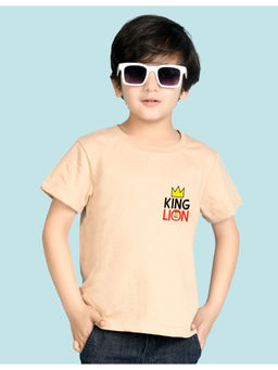 Nusyl - Boys Beige King Lion Printed T-Shirt