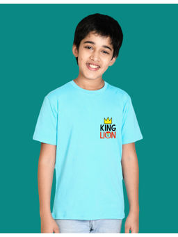 Nusyl - Boys Sky Blue King Lion Printed T-Shirt