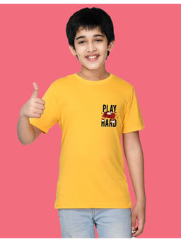 Nusyl - Boys Yellow Play Hard Printed T-Shirt