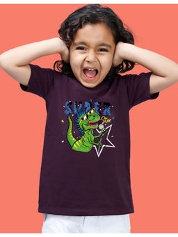 Nusyl - Boys Purple Dinosaur and Super Printed T-Shirt