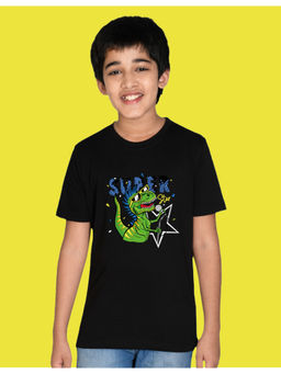 Nusyl - Boys Black Dinosaur and Super Printed T-Shirt