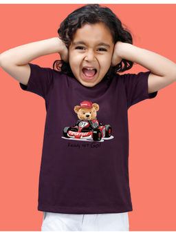 Nusyl - Boys Purple Teddy Bear Printed T-Shirt