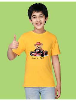 Nusyl - Boys Yellow Teddy Bear Printed T-Shirt