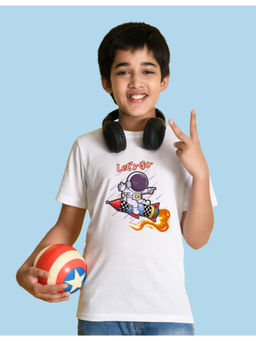Nusyl - Boys White Astronaut Printed T-Shirt