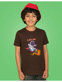 Nusyl - Boys Brown Astronaut Printed T-Shirt