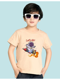 Nusyl - Boys Beige Astronaut Printed T-Shirt