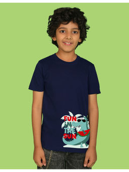Nusyl - Boys Navy Blue Fun In The Sun Printed T-Shirt