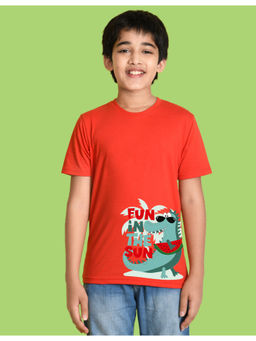 Nusyl - Boys Red Fun In The Sun Printed T-Shirt