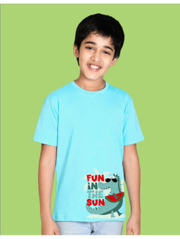 Nusyl - Boys Sky Blue Fun In The Sun Printed T-Shirt