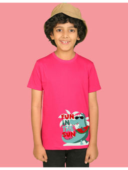 Nusyl - Boys Hot Pink Fun In The Sun Printed T-Shirt