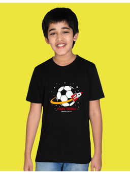 Nusyl - Boys Black Football Printed T-Shirt