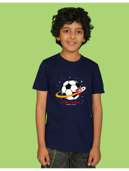 Nusyl - Boys Navy Blue Football Printed T-Shirt