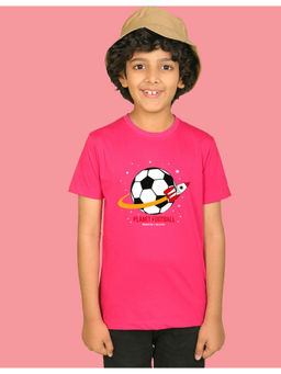 Nusyl - Boys Hot Pink Football Printed T-Shirt