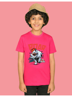 Nusyl - Boys Hot Pink Roar Printed T-Shirt