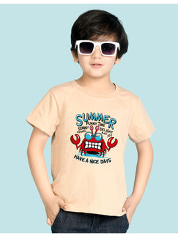 Nusyl - Boys Beige Crab Printed T-Shirt