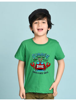 Nusyl - Boys Green Crab Printed T-Shirt