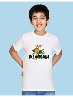 Nusyl - Boys White Football Printed T-Shirt