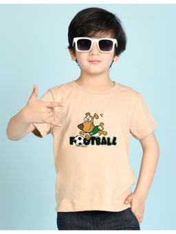 Nusyl - Boys Beige Football Printed T-Shirt