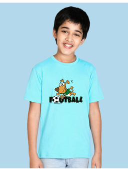 Nusyl - Boys Sky Blue Football Printed T-Shirt