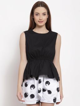 Ayrolane - Black Elasticated High Low Top