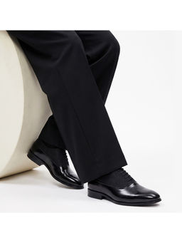 Monkstory - Glossy-Suede Oxford Hybrid Shoes- Black