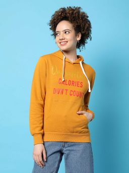 Campus Sutra - Womens Mustard Printed Sweatshirt