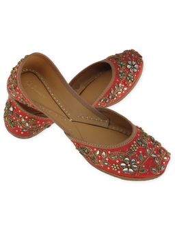 fulkari - Allium Red Gold Leather Juttis