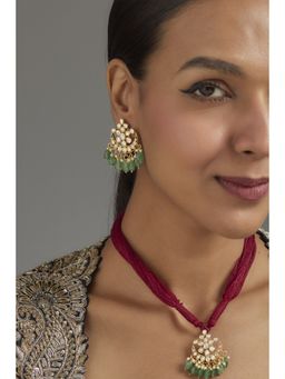 KARISA DESIGNS - Green Yasha Moissanite Necklace and Pair Of Earrings Set