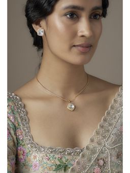 KARISA DESIGNS - White Classic Anne Moissanite Necklace and Pair Of Earrings Set