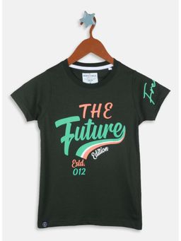 Monte Carlo - Boys Regular Fit Half Sleeve Round Neck T-shirt - Olive