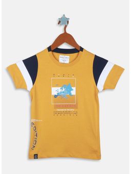 Monte Carlo - Boys Regular Fit Half Sleeve Round Neck T-shirt - Mustard