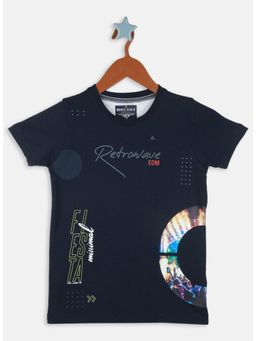 Monte Carlo - Boys Regular Fit Half Sleeve Round Neck T-shirt - Navy Blue