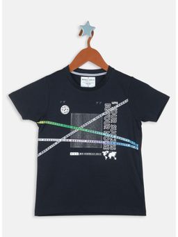 Monte Carlo - Boys Regular Fit Half Sleeve Round Neck T-shirt - Navy Blue