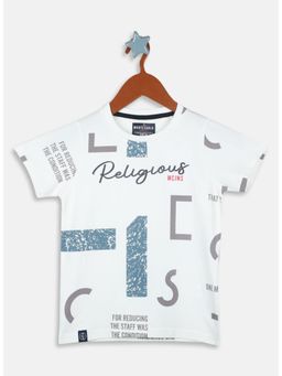 Monte Carlo - Boys Regular Fit Half Sleeve Round Neck T-shirt - White