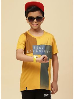 Monte Carlo - Boys Regular Fit Half Sleeve Round Neck T-shirt - Mustard