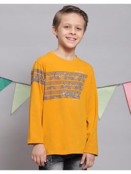 Monte Carlo - Boys Regular Fit Full Sleeve Round Neck T-shirt - Mustard
