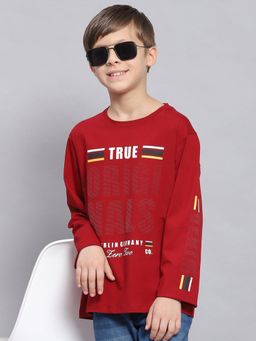Monte Carlo - Boys Regular Fit Full Sleeve Round Neck T-shirt - Maroon