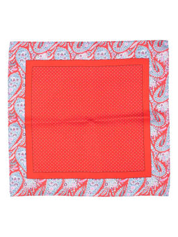 The Tie Hub - Tin Red Polka With Paisley Border Silk Pocket Square For Men